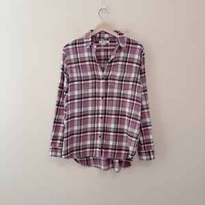 Madewell Classic Ex-Boyfriend Shirt in Cornado Plaid Faded Fig Flannel Size M